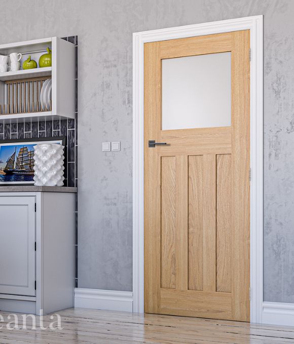 PRE-FINISHED WHITE OAK CAMBRIDGE W/ BEVELLED GLASS 35MM