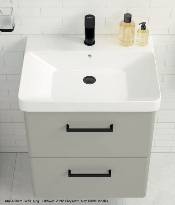 KORA WALL HUNG UNIT 2 DRAWER MATT ARCTIC GREY