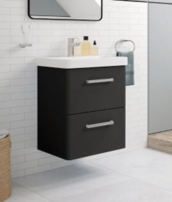 KORA WALL HUNG UNIT 2 DRAWER MATT BLACK