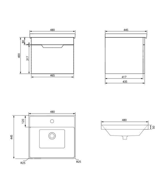 FREYA SINGLE DRAWER WALL HUNG UNIT MATT WHITE