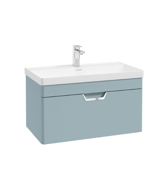 FREYA SINGLE DRAWER WALL HUNG UNIT MATT MORNING SKY BLUE