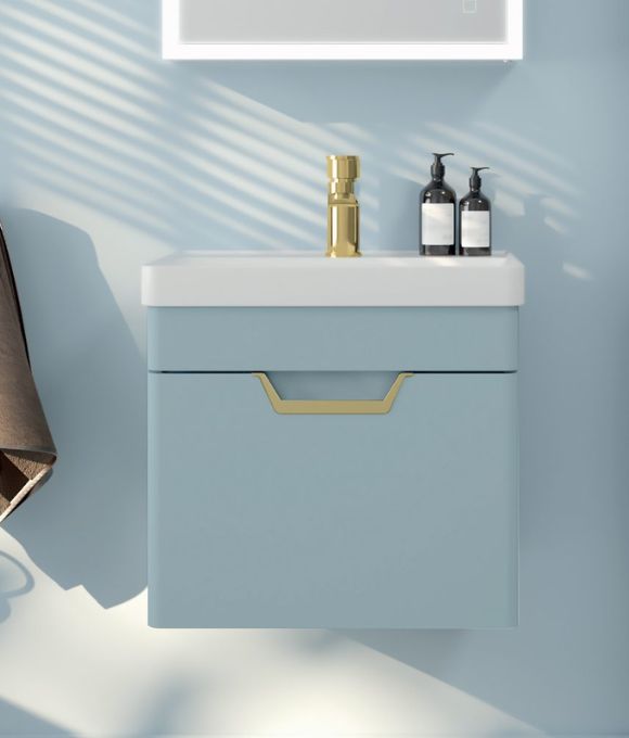 FREYA SINGLE DRAWER WALL HUNG UNIT MATT MORNING SKY BLUE