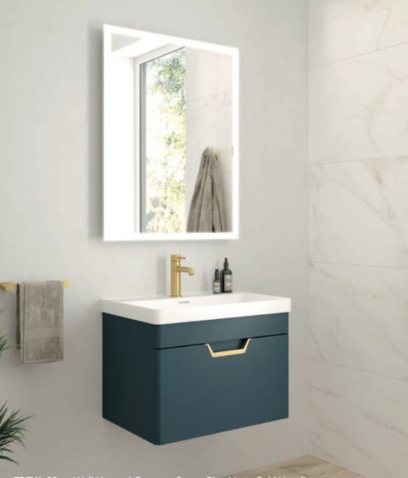 FREYA SINGLE DRAWER WALL HUNG UNIT MATT OCEAN BLUE