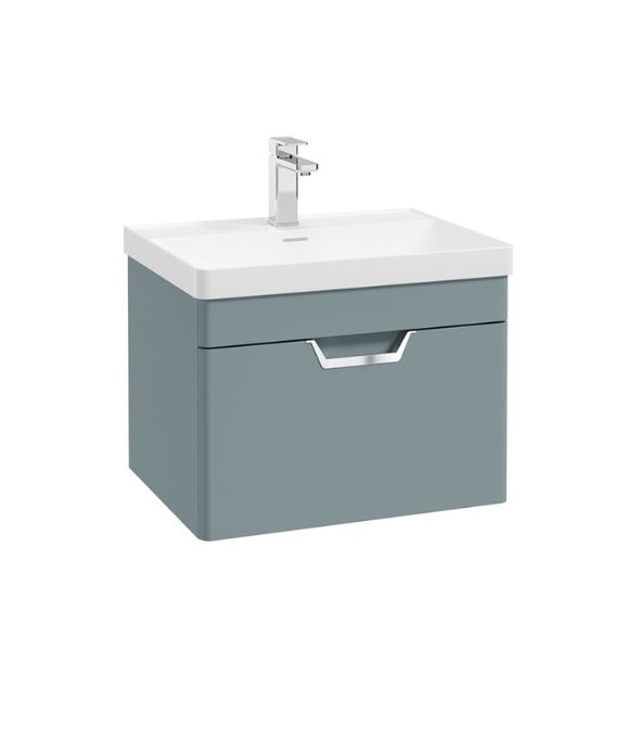 FREYA SINGLE DRAWER WALL HUNG UNIT MATT CORAL GREEN 