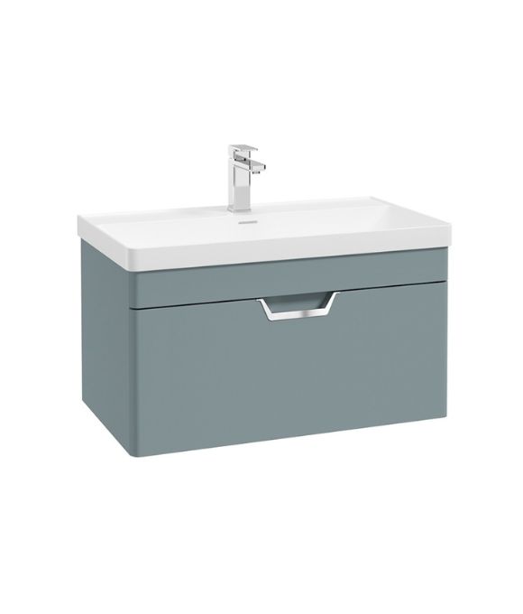 FREYA SINGLE DRAWER WALL HUNG UNIT MATT CORAL GREEN 