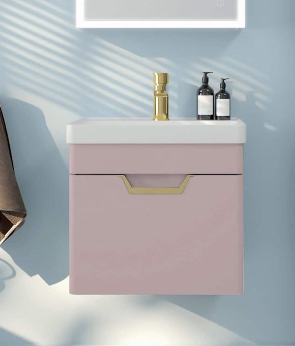 FREYA SINGLE DRAWER WALL HUNG UNIT MATT CASHMERE PINK