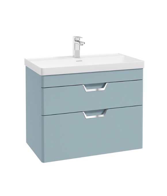 FREYA TWO DRAWER WALL HUNG UNIT MATT MORNING SKY BLUE