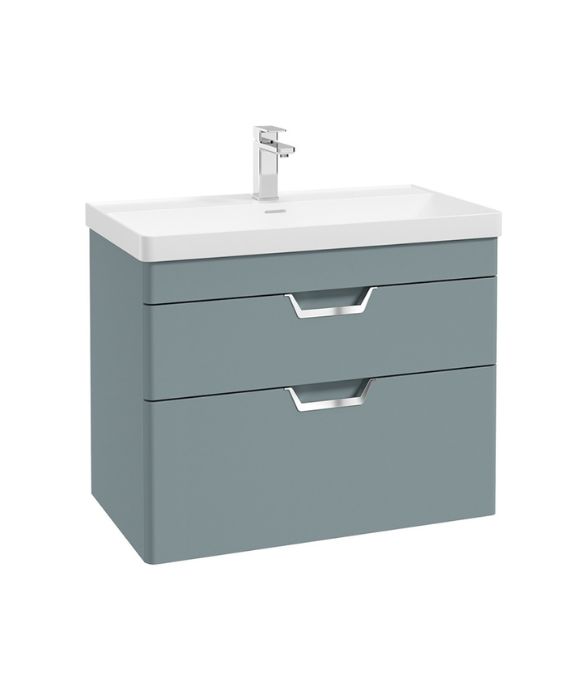 FREYA TWO DRAWER WALL HUNG UNIT MATT CORAL GREEN