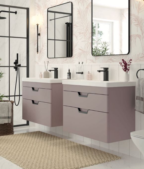 FREYA TWO DRAWER WALL HUNG UNIT MATT CASHMERE PINK