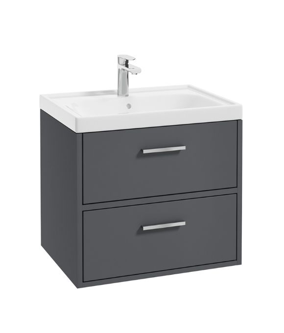 FINLAND TWO DRAWER WALL HUNG UNIT MATT MIDNIGHT GREY