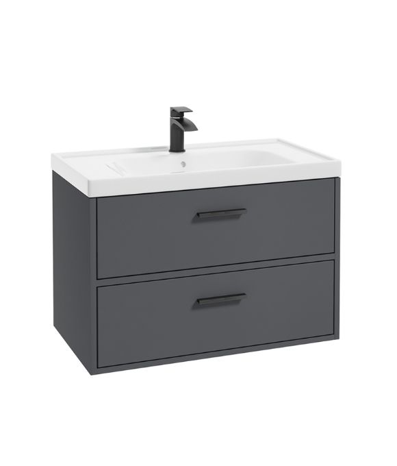 FINLAND TWO DRAWER WALL HUNG UNIT MATT MIDNIGHT GREY