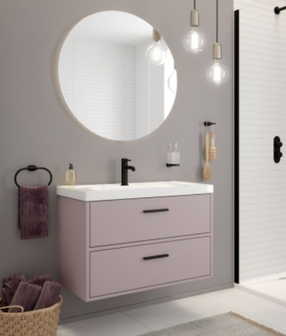 FINLAND TWO DRAWER WALL HUNG UNIT MATT CASHMERE PINK