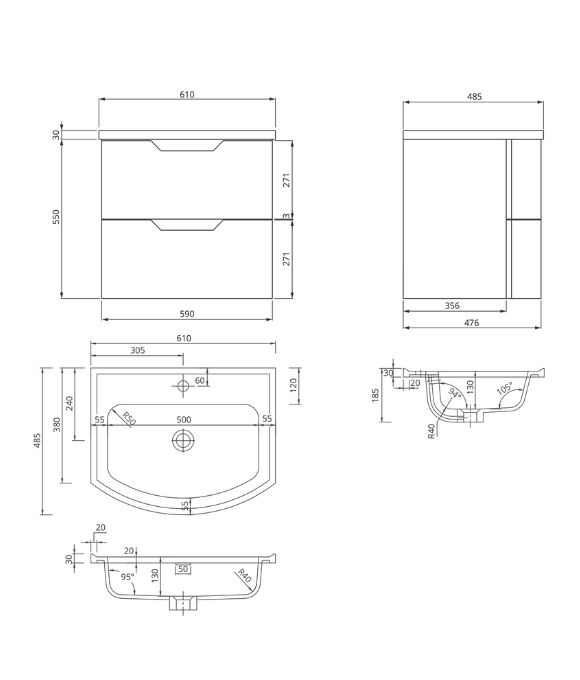 ARC WALL HUNG UNIT MATT WHITE