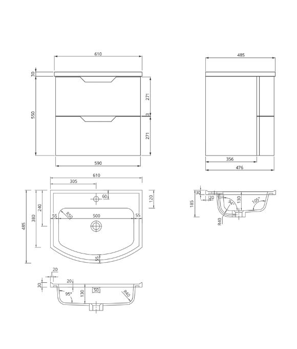 ARC WALL HUNG UNIT MATT ARCTIC GREY