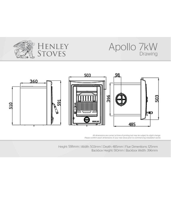 HENLEY APOLLO 7KW INSERT STOVE ENAMEL BLACK