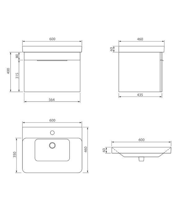 VAGAR WALL HUNG UNIT MATT GLOSS WHITE