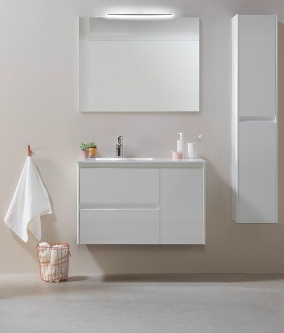 DIJON TWO DRAWER 1 DOOR WALL HUNG UNIT GLOSS WHITE