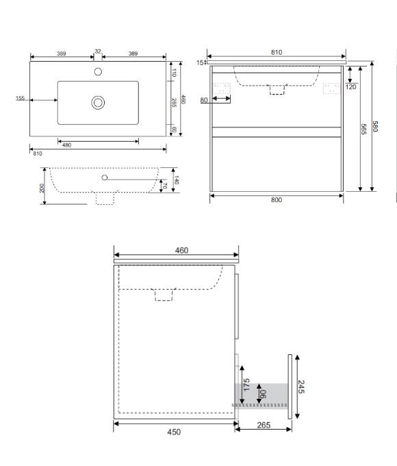 DIJON TWO DRAWER 1 DOOR WALL HUNG UNIT SAMARA ASH