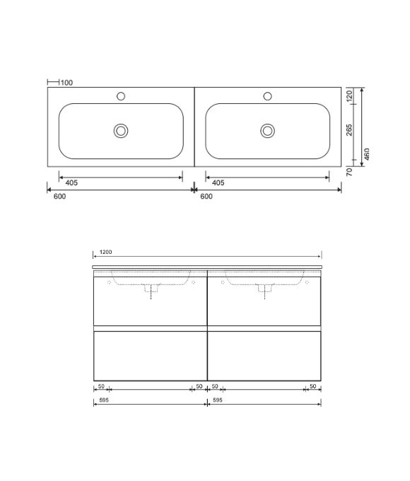 SMART WALL HUNG DOUBLE UNIT SANDY GREY