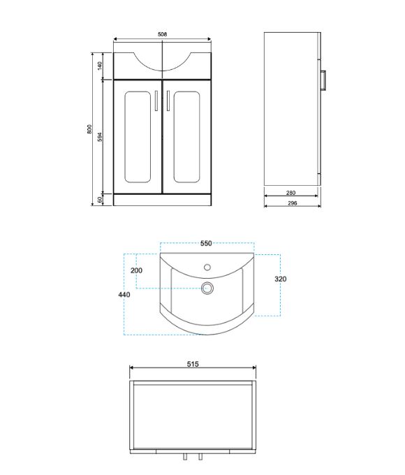 BRISTOL FLOOR STANDING UNIT WHITE