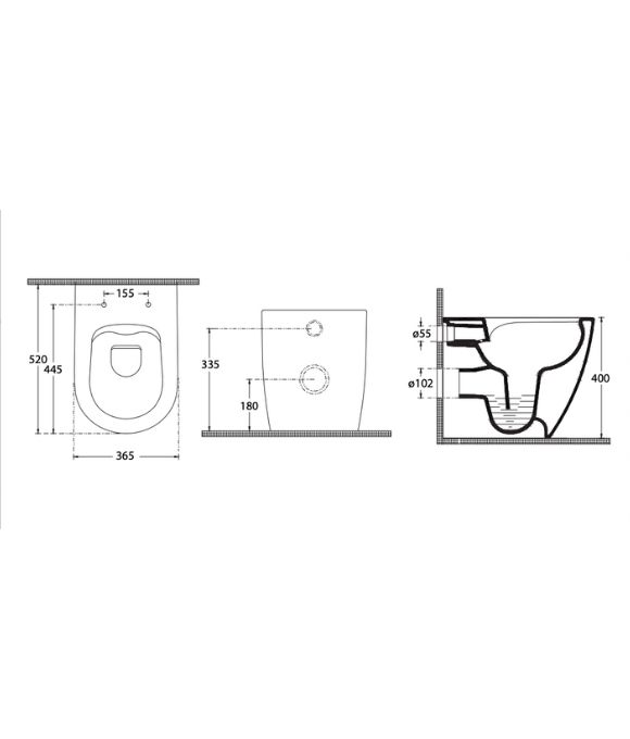 AVANTI BACK TO WALL RIMLESS WC