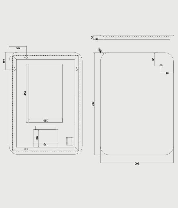 FUSE FRAMELESS RECTANGULAR MIRROR