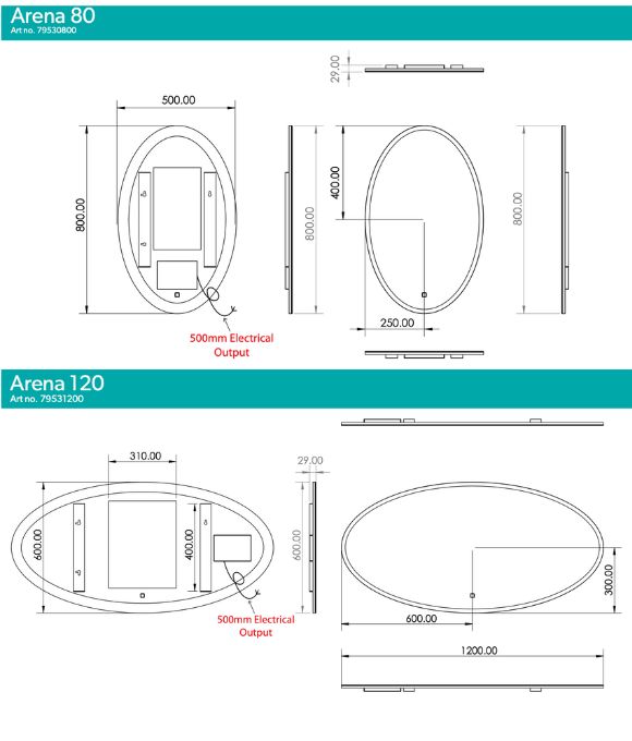 ARENA LED OVAL MIRROR