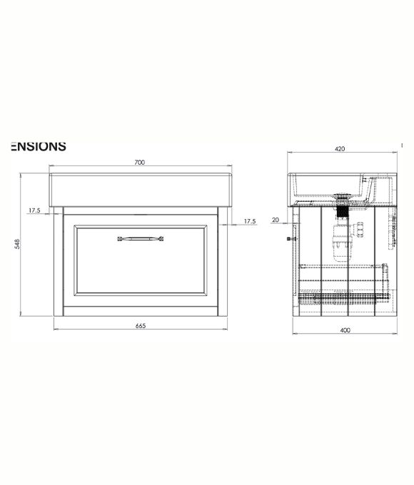 HAMPTON WALL HUNG VANITY UNIT MOCHA