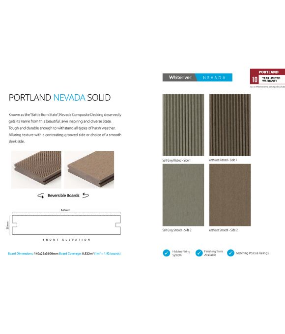 NEVADA COMPOSITE DECKING 140 X 25MM 3.6M
