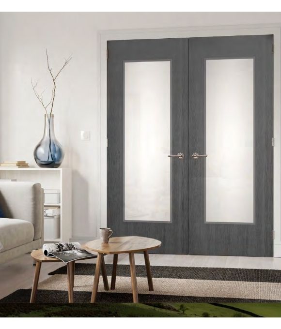 EXCLUSIVE GREY NAPOLI 1 PANEL SHAKER WITH CLEAR GLASS 44MM