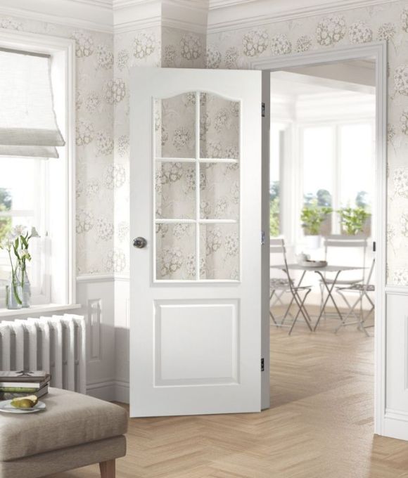WHITE MOULDED & TEXTURED CLASSIQUE WITH CLEAR BEVELLED GLASS 35MM