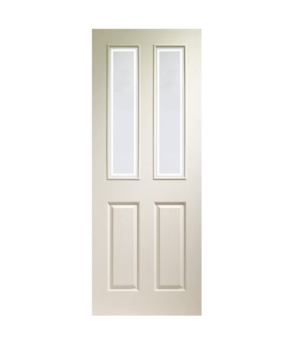 WHITE MOULDED & TEXTURED VICTORIAN WITH CLEAR OR FORBES GLASS 35MM