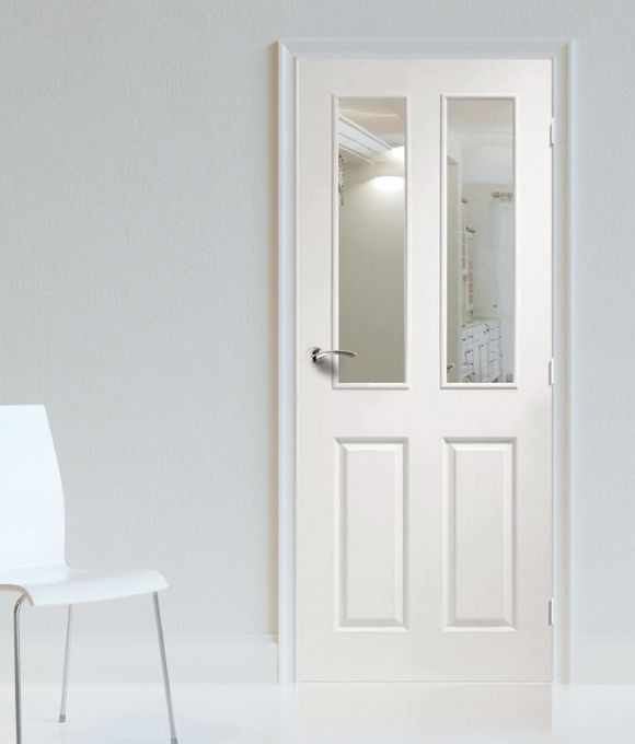 WHITE MOULDED & TEXTURED VICTORIAN WITH CLEAR OR FORBES GLASS 35MM