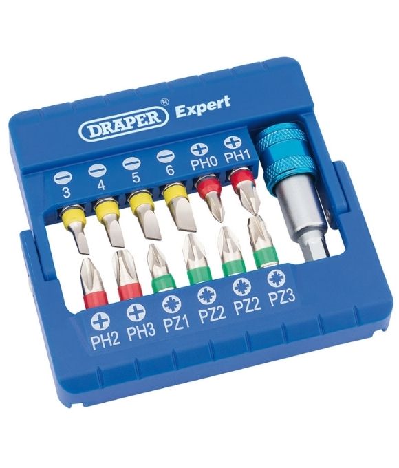 COLOURED SCREWDRIVER BIT SET (19 PIECE)