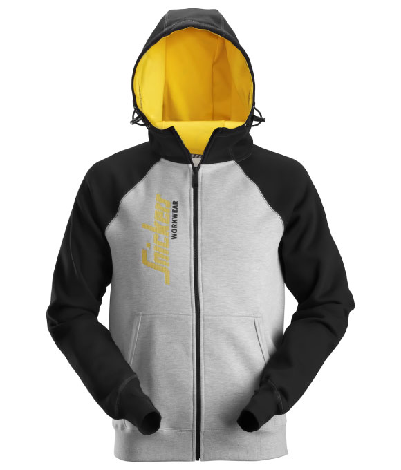SNICKERS 2888 LOGO FULL ZIP HOODIE GREY MELANGE/BLACK