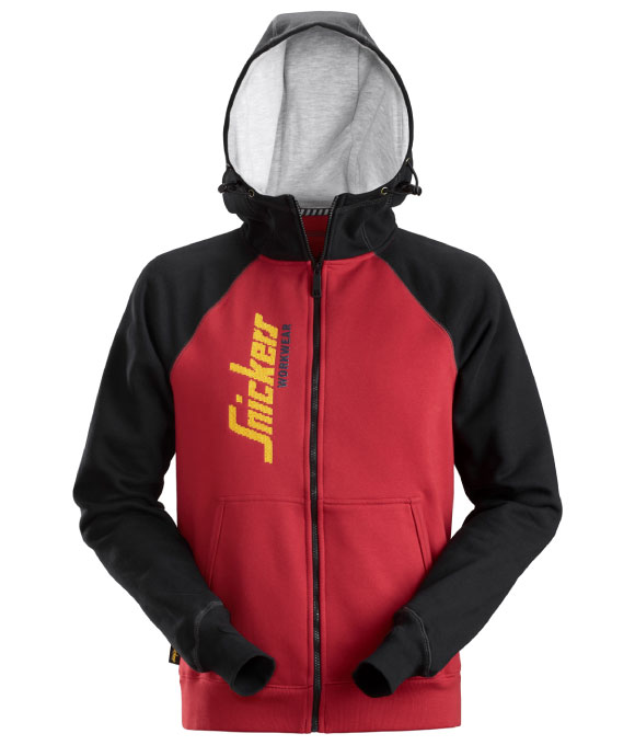 SNICKERS 2888 LOGO FULL ZIP HOODIE CHILLI RED/BLACK