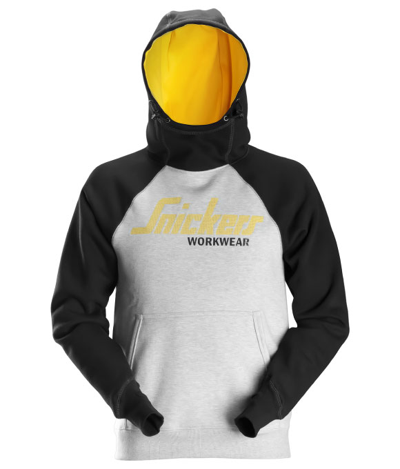 SNICKERS 2889 LOGO HOODIE GREY MELANGE/BLACK