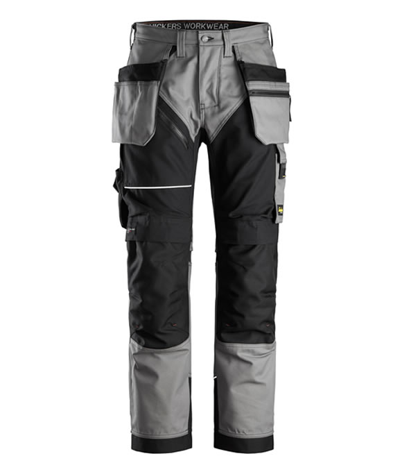 SNICKERS 6214 CANVAS RUFFWORK HOLSTER POCKET WORK TROUSERS GREY/BLACK
