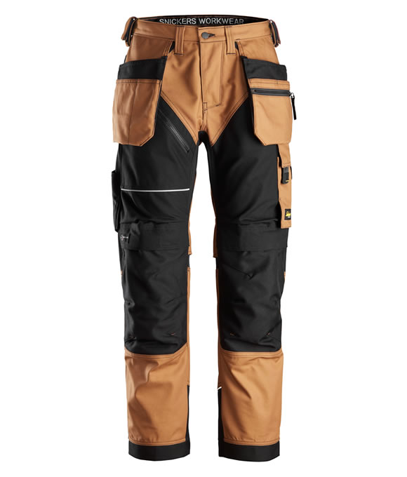 SNICKERS 6214 CANVAS RUFFWORK HOLSTER POCKET WORK TROUSERS TAN/BLACK