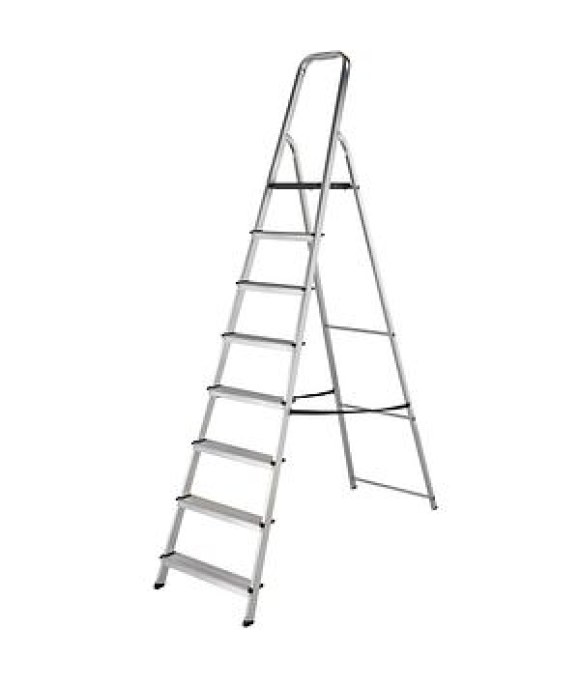 WERNER HIGH HANDRAIL ALUMINIUM STEP LADDER 8 TREAD 
