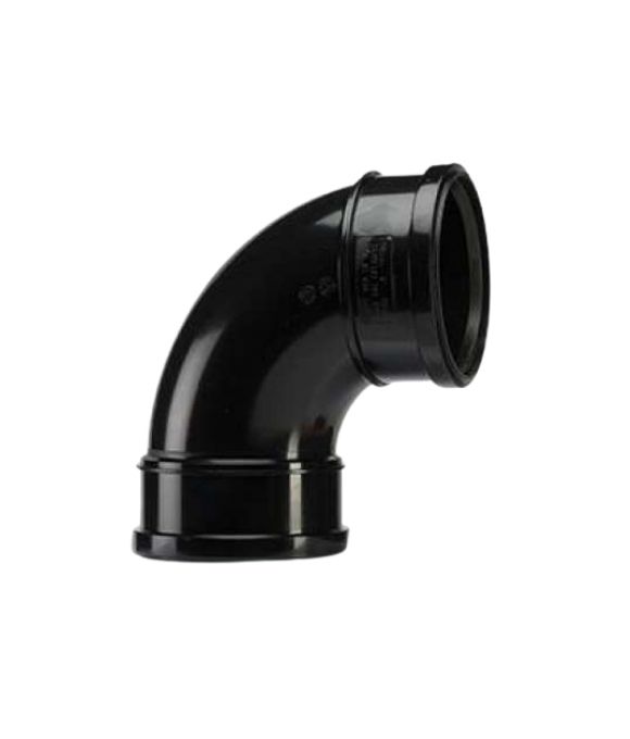 POLYPIPE SOIL BEND 92.5DEG D/S 110MM BLACK