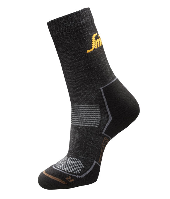 SNICKERS 9206 RUFFWORK CORDURA WOOL SOCK 2 PACK ANTRACITE MELANGE/BLACK