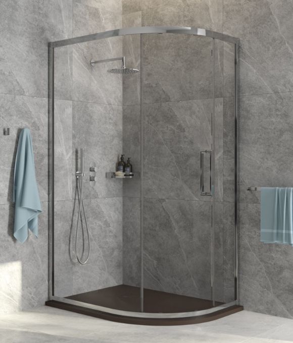 ASPECT CHROME SINGLE DOOR OFFSET QUAD 1200X900MM