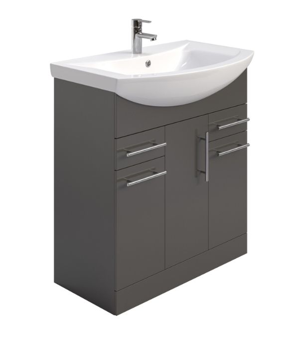 BELMONT 4 DRAWER 1 DOOR FLOOR STANDING UNIT GLOSS GREY