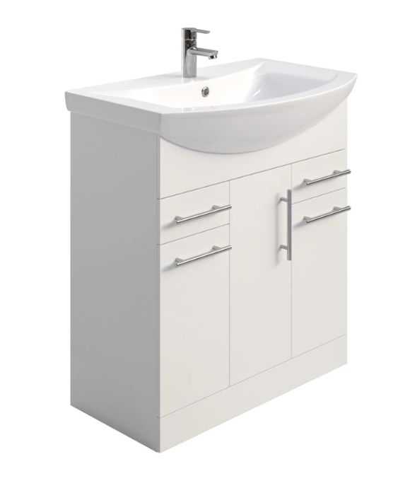 BELMONT 4 DRAWER 1 DOOR FLOOR STANDING UNIT GLOSS WHITE