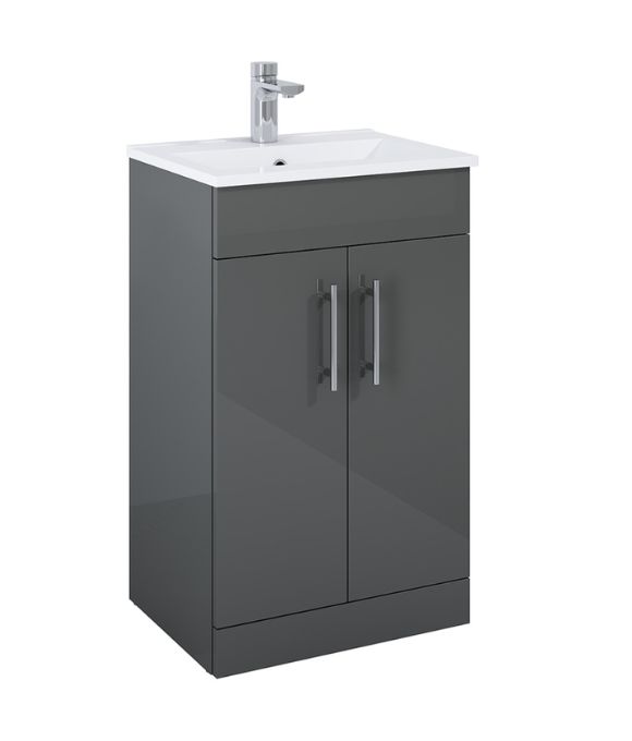 BELMONT SQUARE 2 DOOR FLOOR STANDING UNIT GLOSS GREY