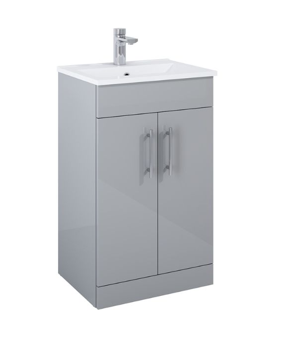 BELMONT SQUARE 2 DOOR FLOOR STANDING UNIT GLOSS LIGHT GREY