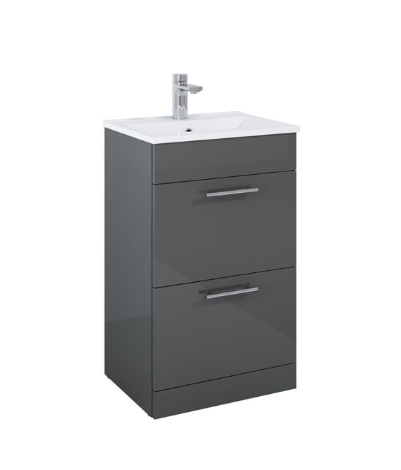 BELMONT SQUARE 2 DRAWER FLOOR STANDING UNIT GLOSS GREY