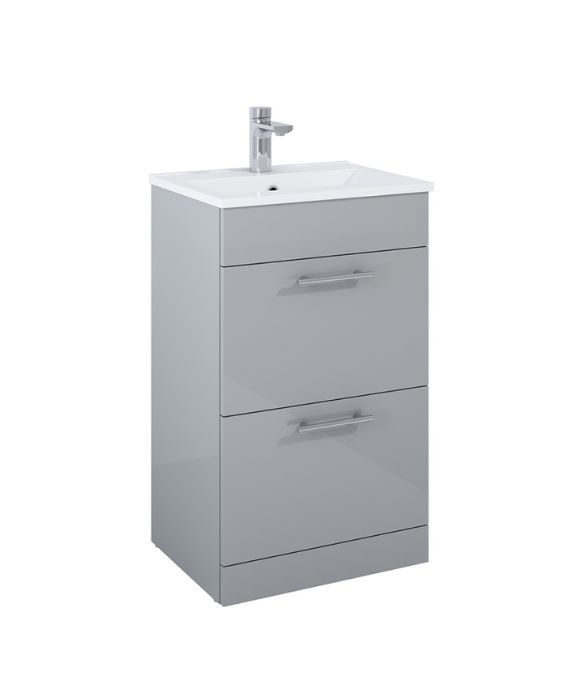 BELMONT SQUARE 2 DRAWER FLOOR STANDING UNIT LIGHT GLOSS GREY