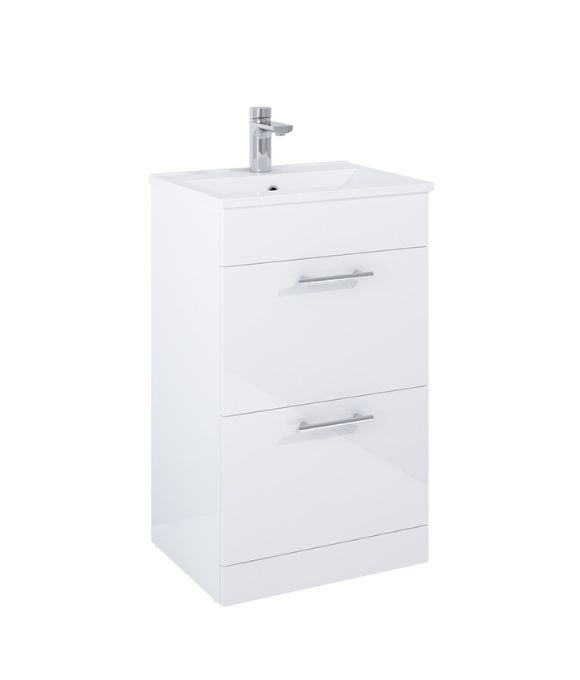BELMONT SQUARE 2 DRAWER FLOOR STANDING UNIT GLOSS WHITE
